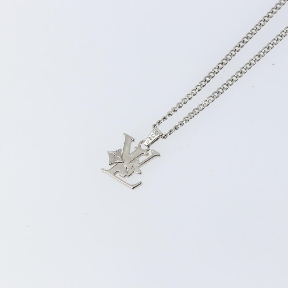 LOUIS VUITTON Monogram Row Necklace metal Silver M02254 LV Auth 143366 - Picture 8 of 16